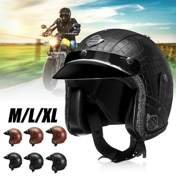 Details about  / Vintage Motorcycle Half Helmet German Leather Scooters Open Face Free Shipping